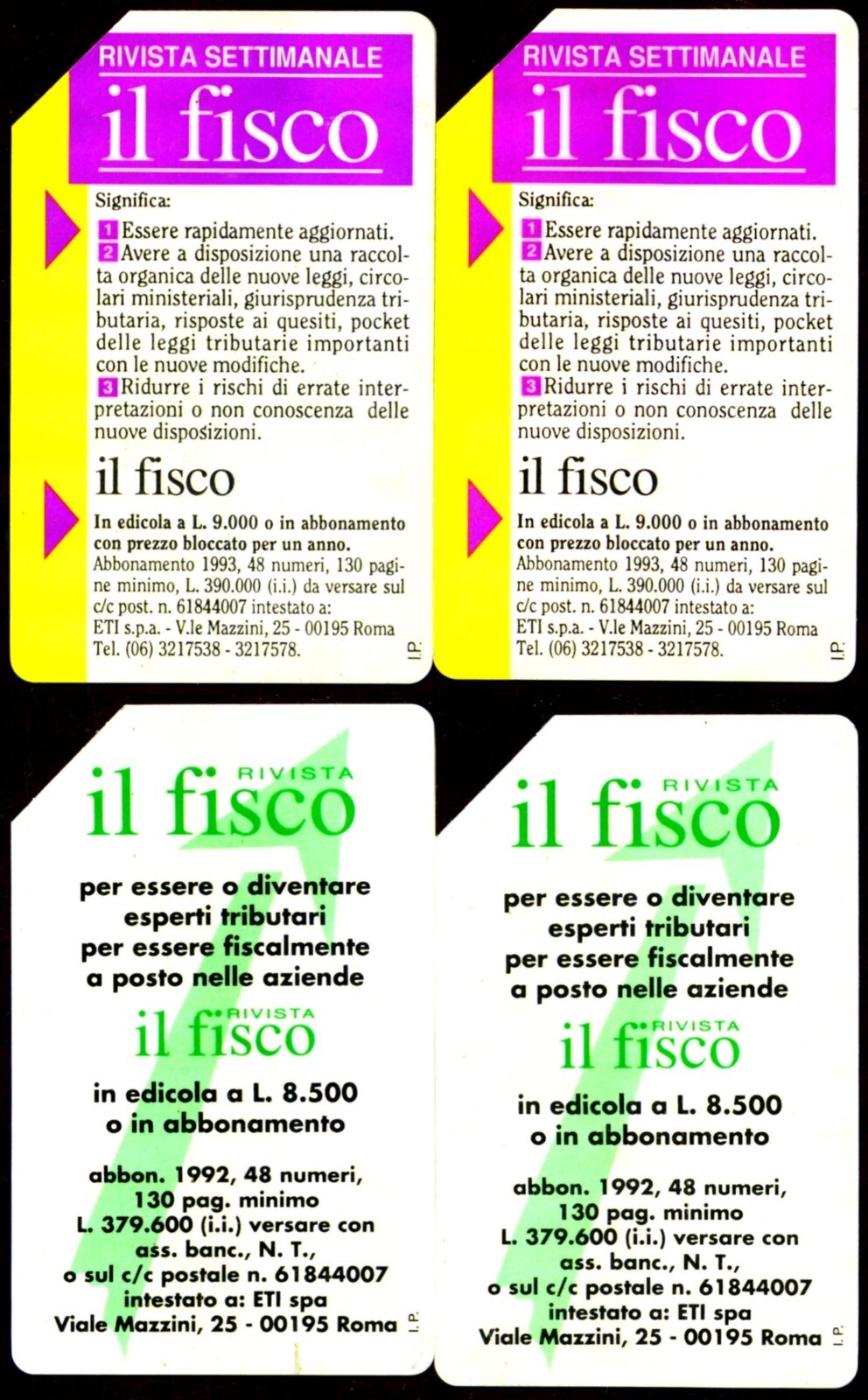 G 184/185/235/236 C&C 2241/2242/2268/2269 4 Used Cards The Tax 2nd Quality