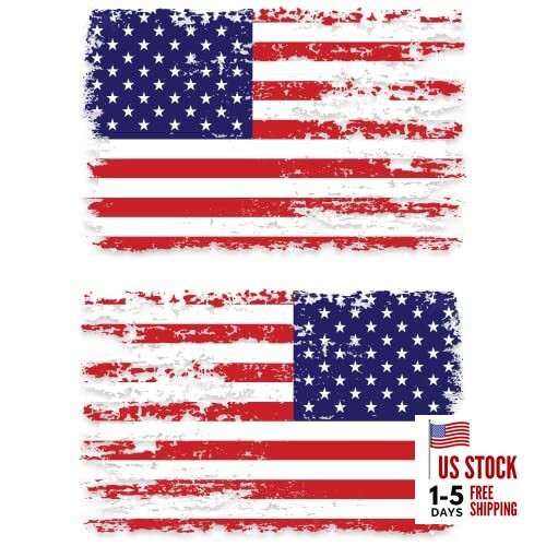  American Flag Decals - Distressed Forward & Reverse 2-pack (Forward & Reverse)