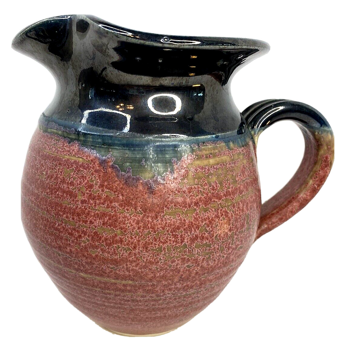 Hand Thrown Pitcher/ Vase mauve red black SignedStudio Art Pottery