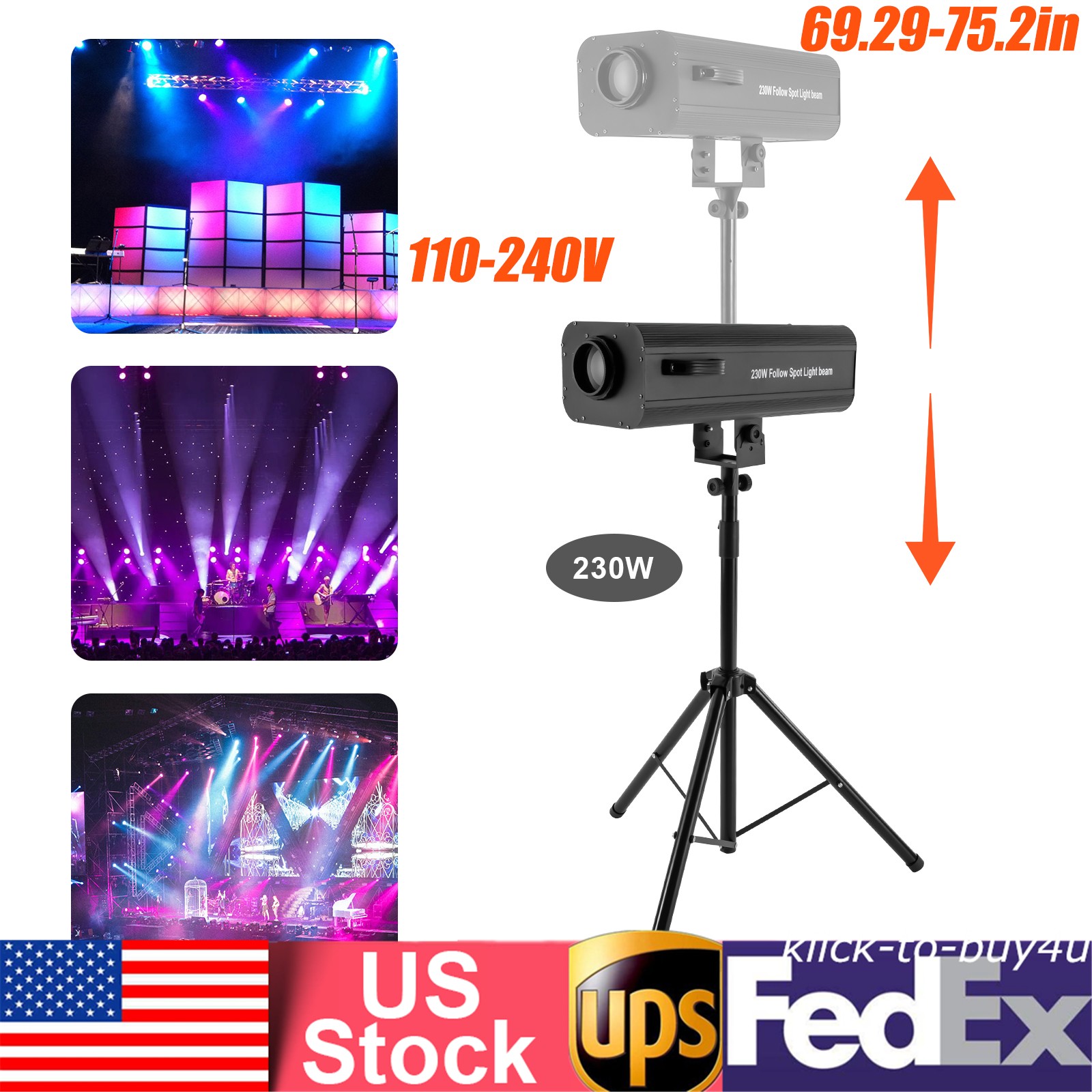 6-Color Led Stage Spotlight Adjustable Light Disco Party Lighting DMX 30-50m 23°