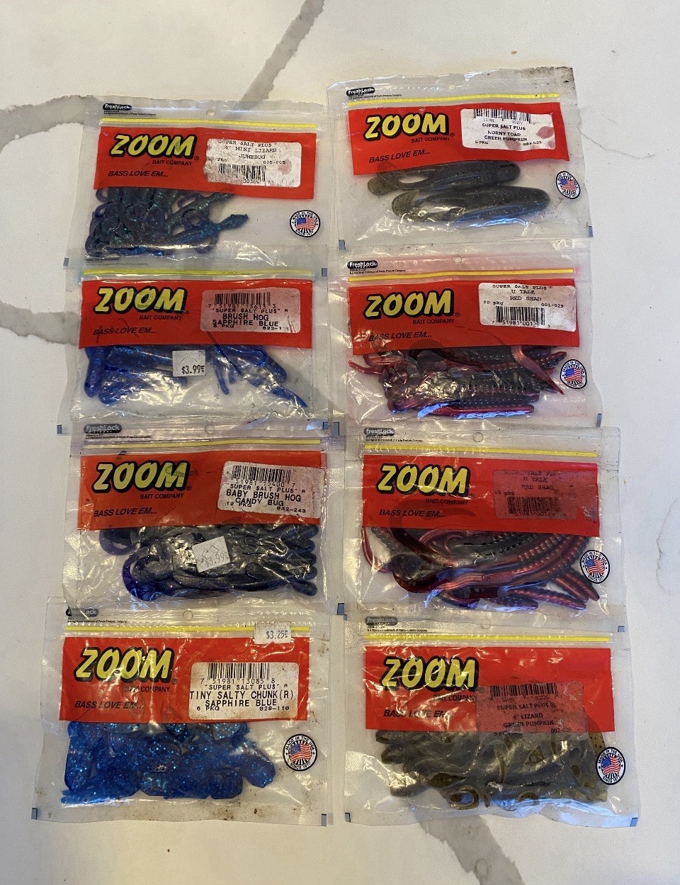 Zoom Baits Assorted Color Lot New Sealed Rubber Worm Bass Swimmer