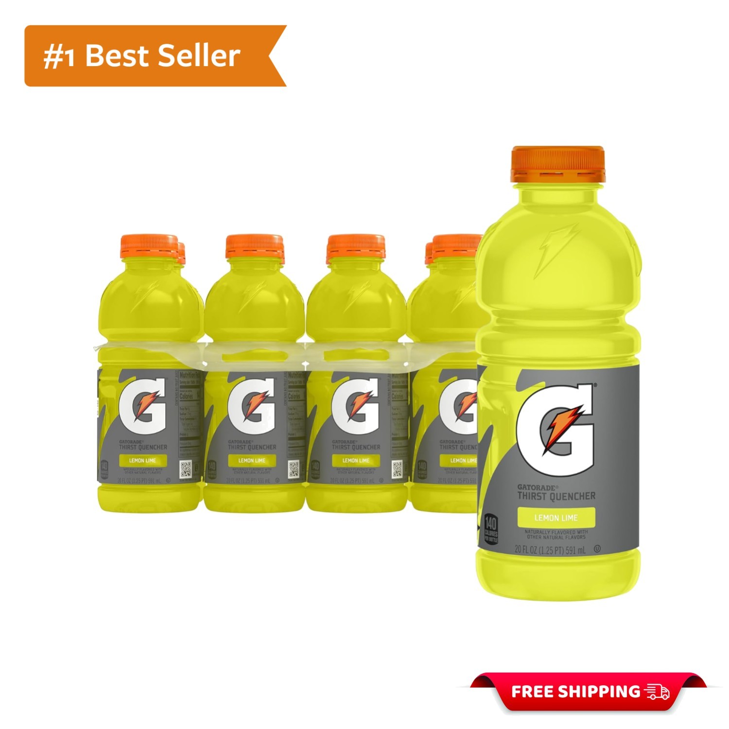 Refreshing Lemon-Lime Electrolyte Drink, 20 Oz Bottles - 8 Pack for Workouts