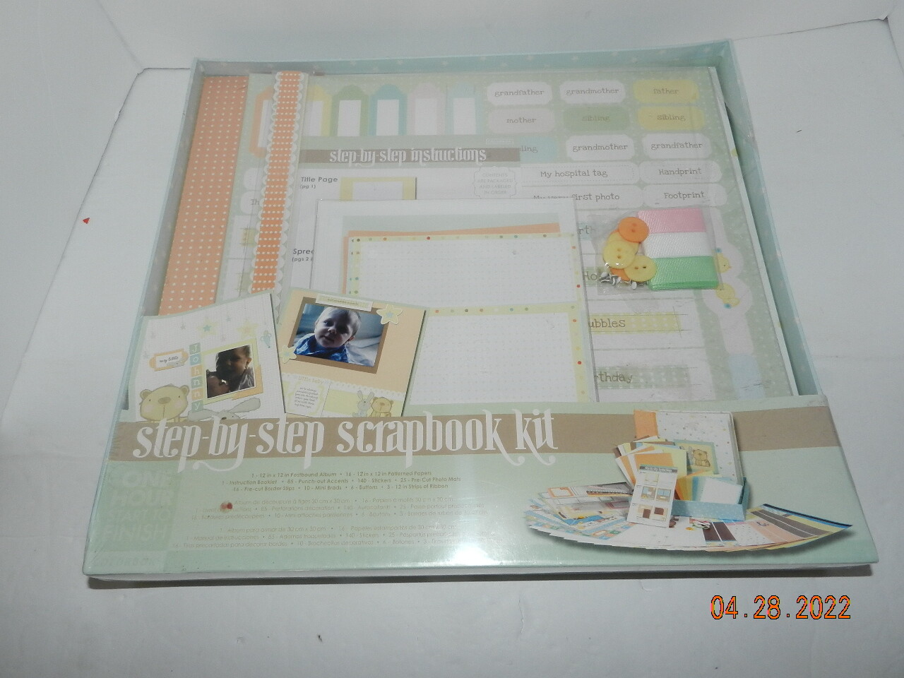 Baby Colorbok Scrapbook Kit W/ Album Paper & Stickers 303 Pieces New Peek-a-boo