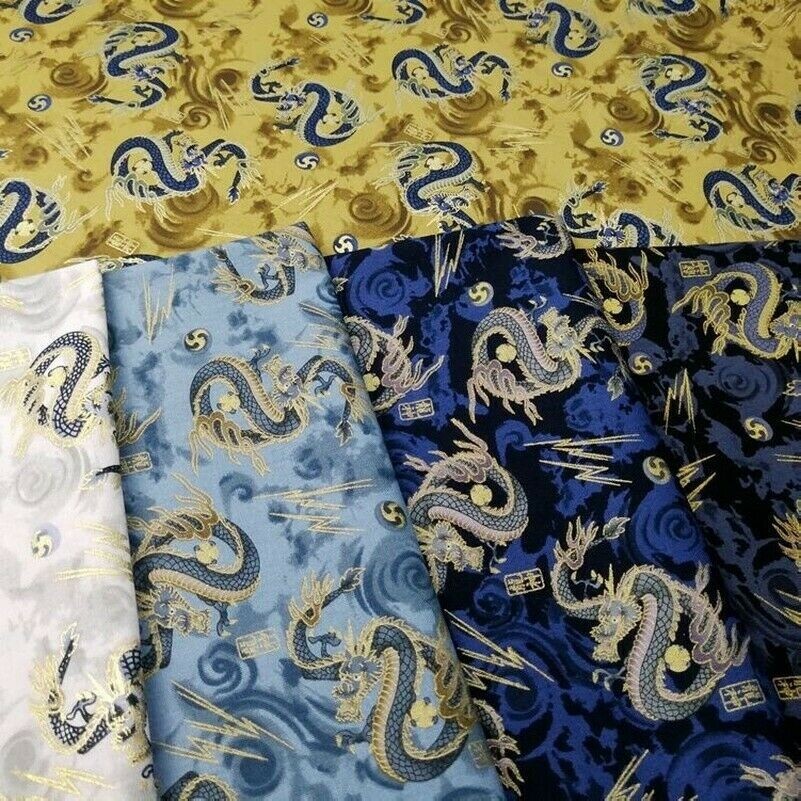 Japanese Cotton Fabric Cloth Dress Chinese Dragon Retro 100*150cm DIY New