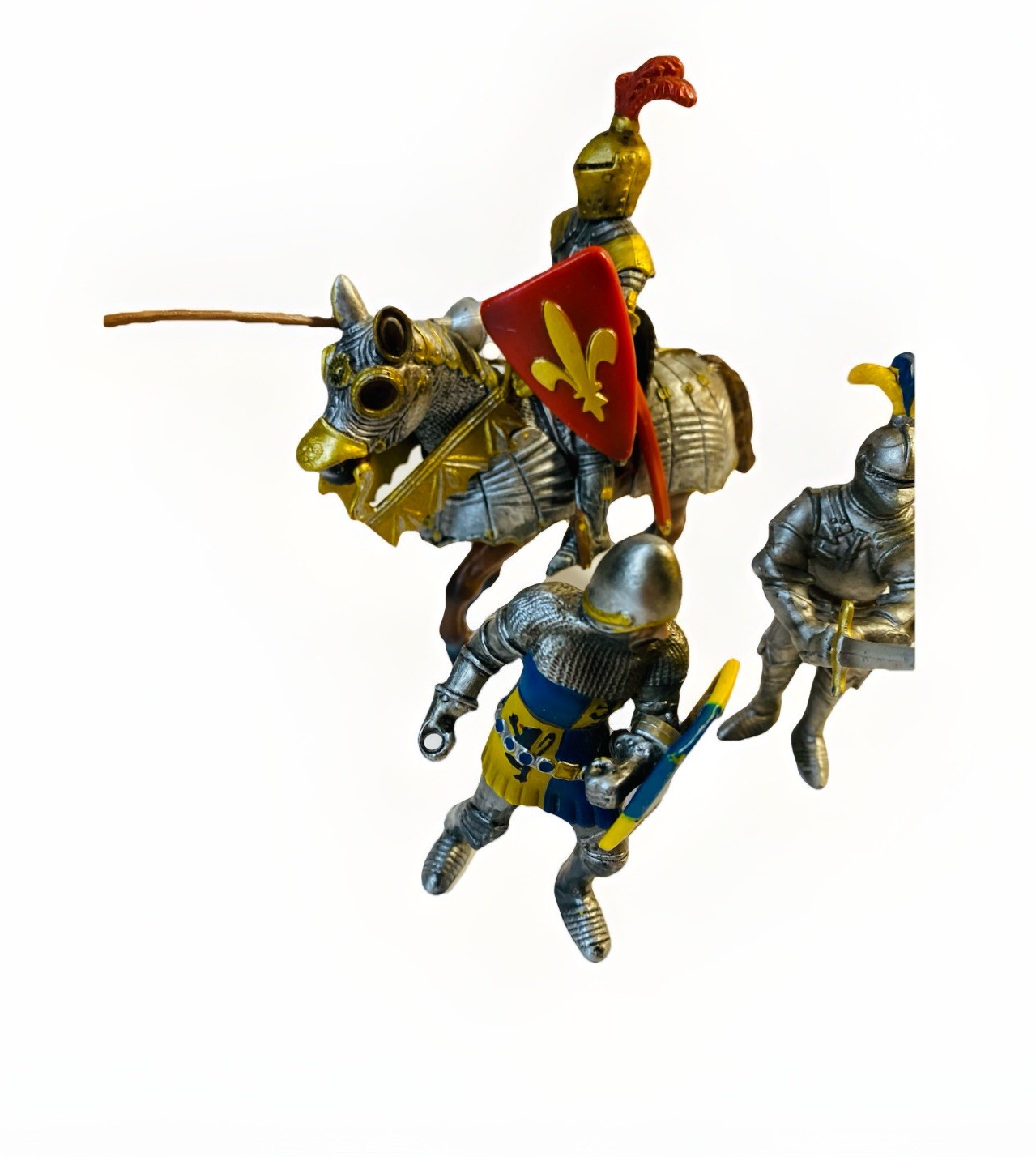 Schleich - Fleur de Lis Knight Lance Horse & 2 Knights 2003 Lot Of 3 Figures