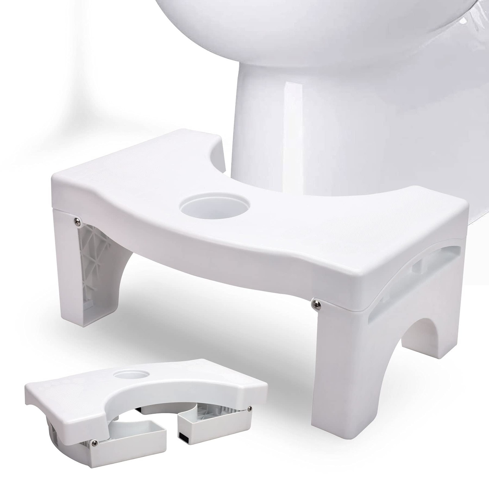 Foldable Toilet Potty Stool for Adults, 7" Heavy Duty Portable Squatting Poop...