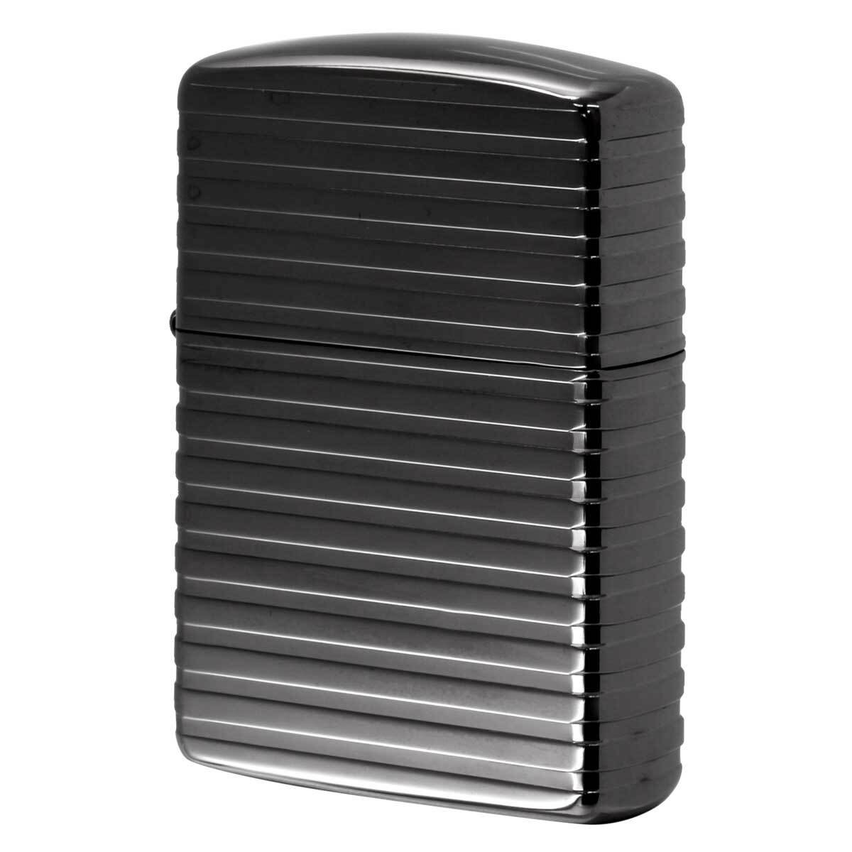 Zippo Lighter ARMOR Horizontal Stripe Black Nickel Men Gift Used