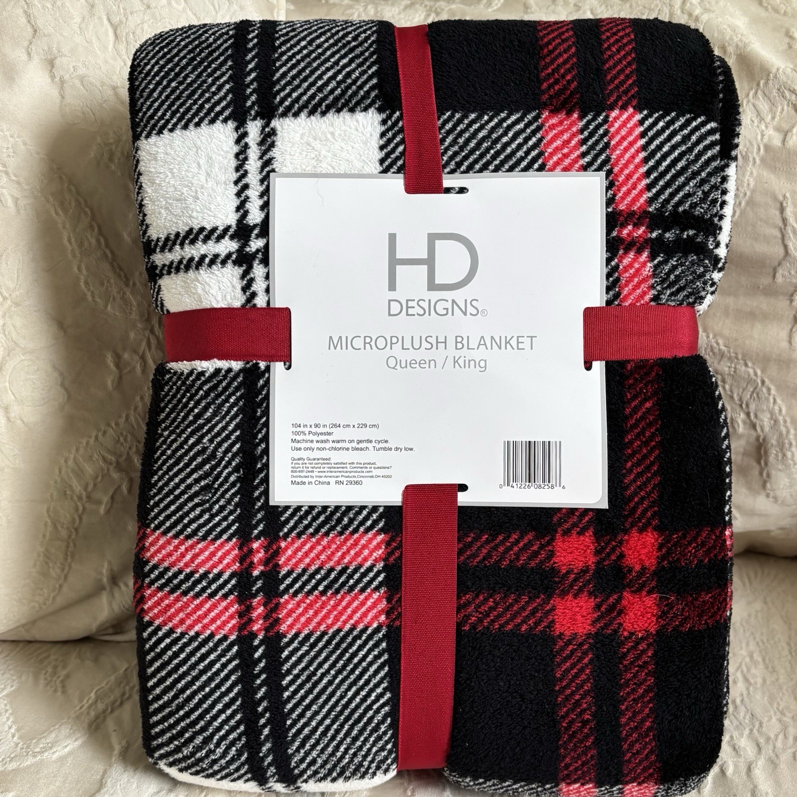 Home Decorators “Plush Blanket Queen/King 104x90” Soft & Cozy Red Plaid NWT