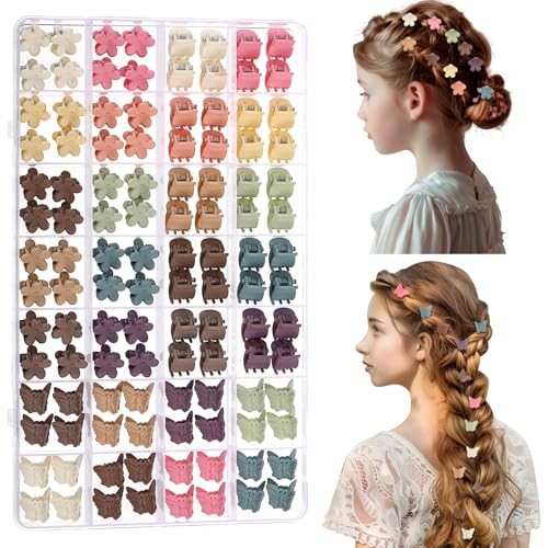 112 Pcs Baby Hair Clips - 3 Styles Mini Flower Butterfly Hair Clips 10 color