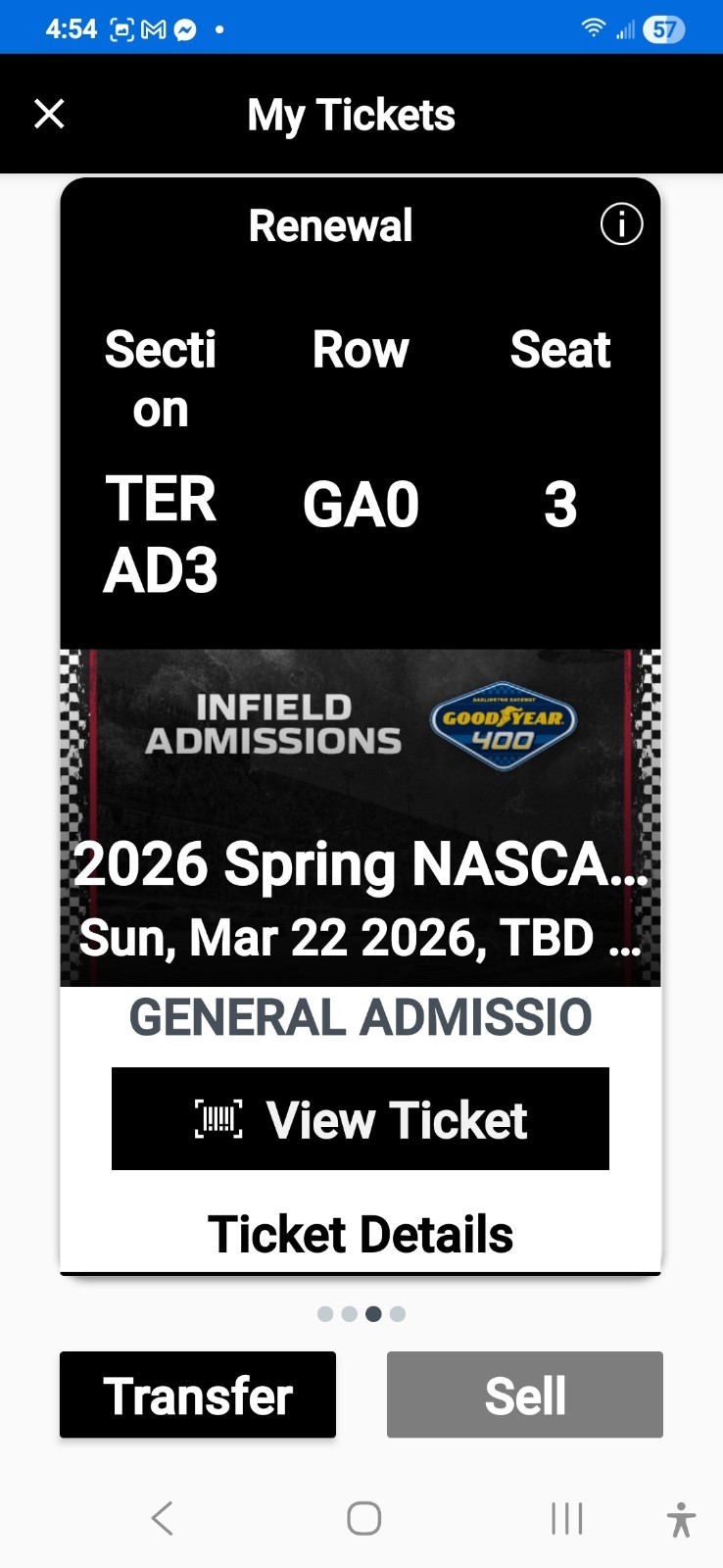 NASCAR tickets for March 22nd