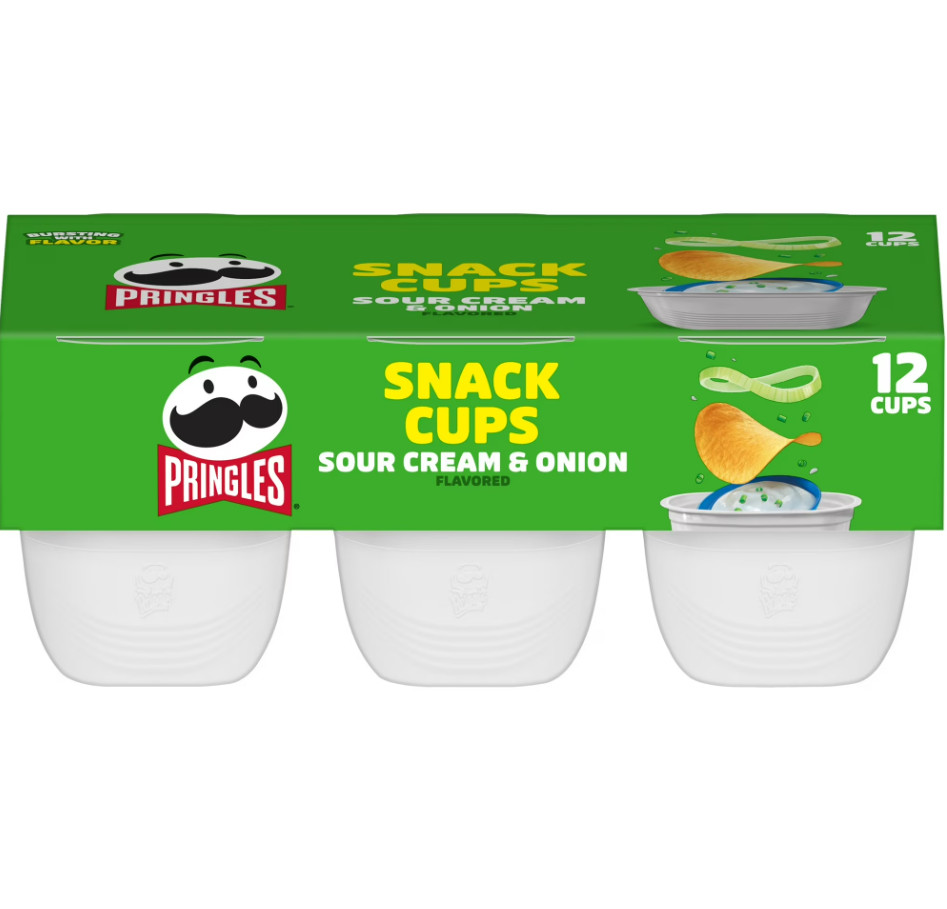 Pringles Sour Cream and Onion Potato Crisps Chips, Lunch Snacks, 12 Count