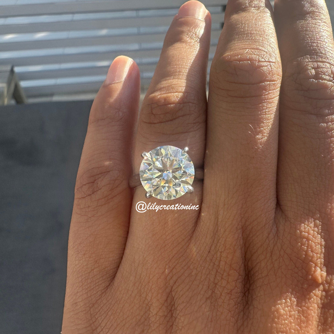 7 Ct Round Lab Grown Diamond Engagement Ring Solitaire VS1 E-F 14K White Gold