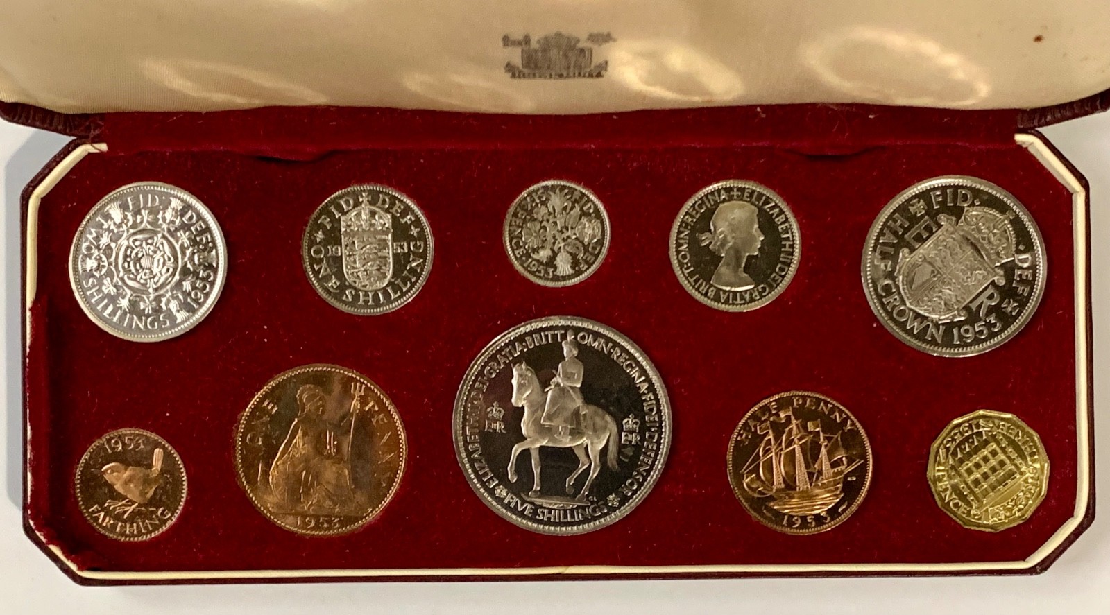 1953 Royal Mint Elizabeth Coronation Proof 10 Coin Set in Original Case