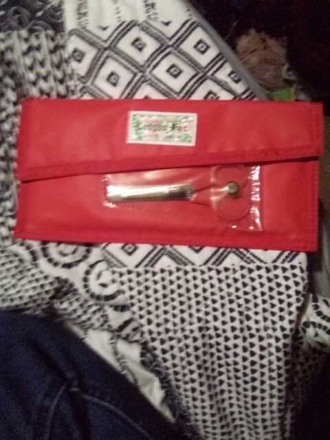 Red Coupon Pac Kit Scissors, Organized Tabs, Good Condition With A Stain Wallet