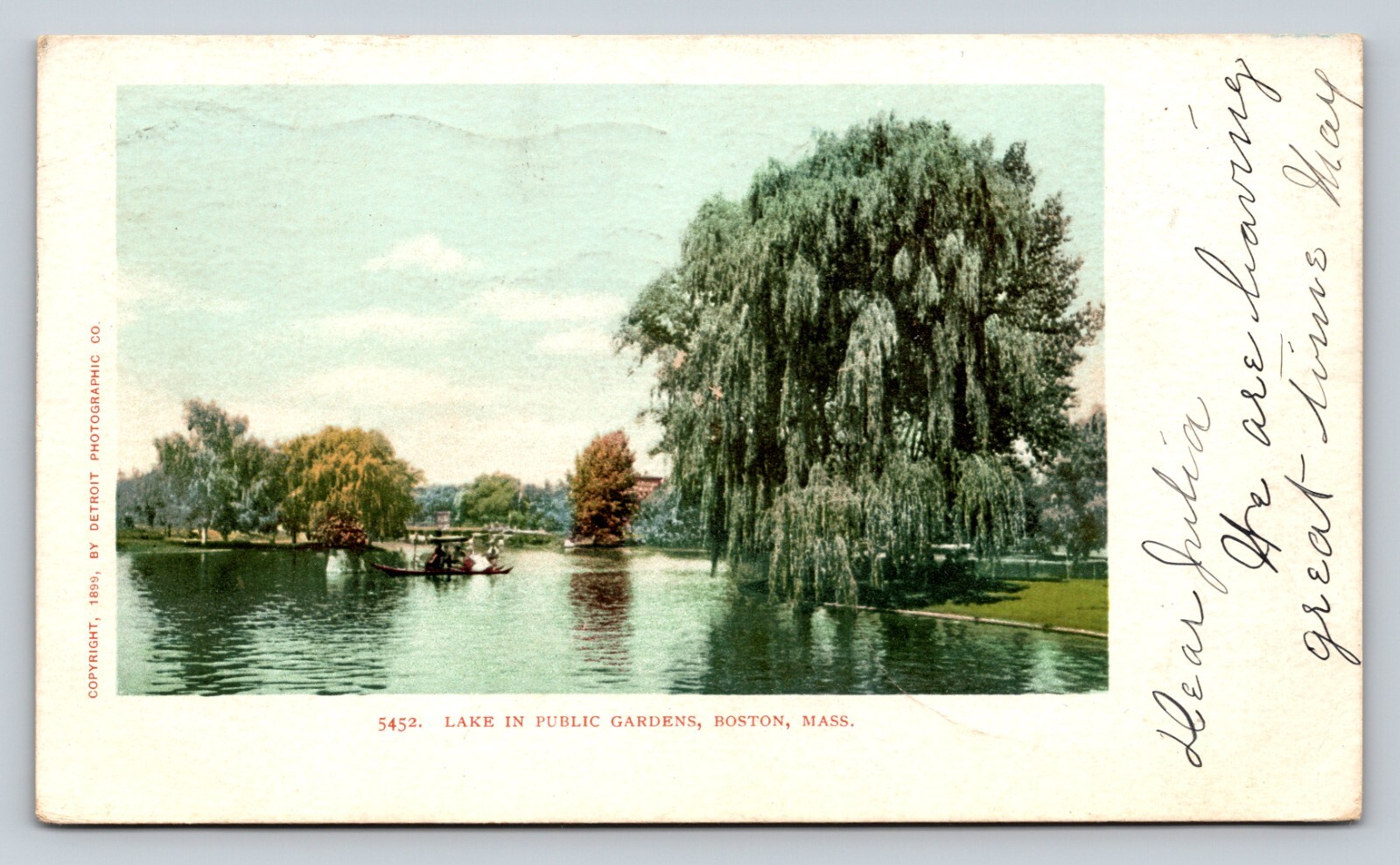 c1904 Lake In Public Gardens BOSTON MA ANTIQUE Postcard