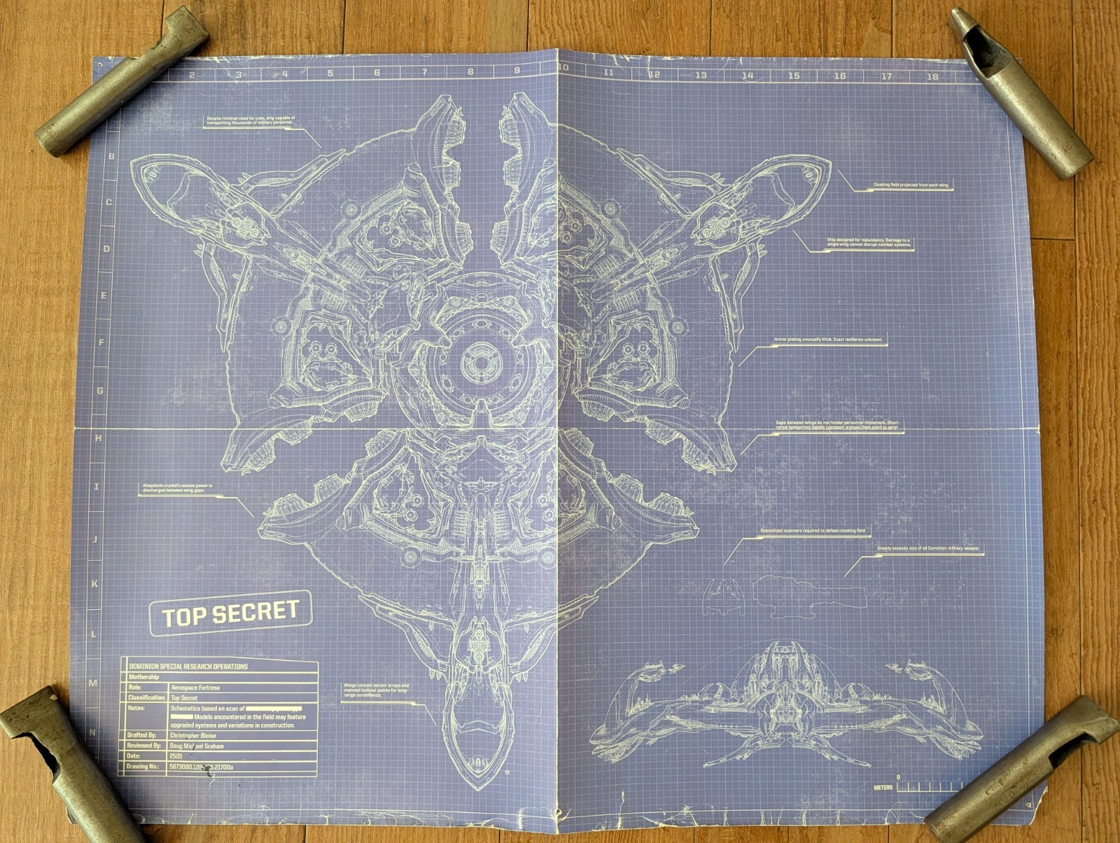 Original Starcraft Protoss Mothership Blueprint Poster Very Rare Schematic Print