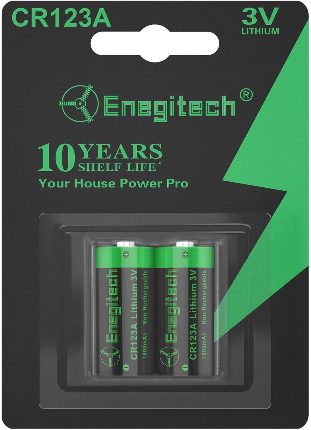 Enegitech CR123A 3V Lithium Battery, 123 3 Volt Lithium Battery, for Home Securi