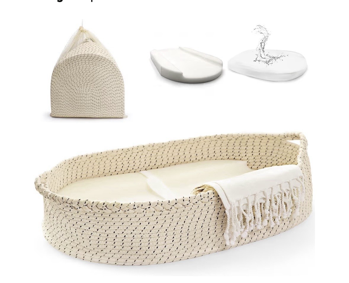 Baby Portable Changing Basket Woven Basket, New With Handles
