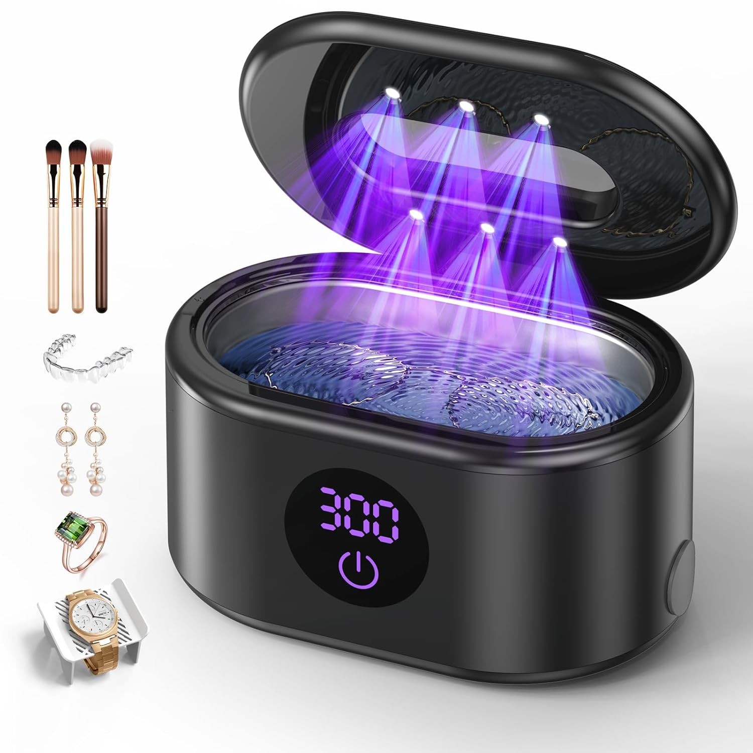 Ultrasonic Jewelry Cleaner, 48KHz Ultrasonic Cleaner Machine with 20oz 304 Stain