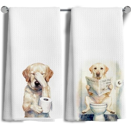 Funny Yellow Labrador Retriever Gifts for Women Men Bathroom Hand Towels Set 
