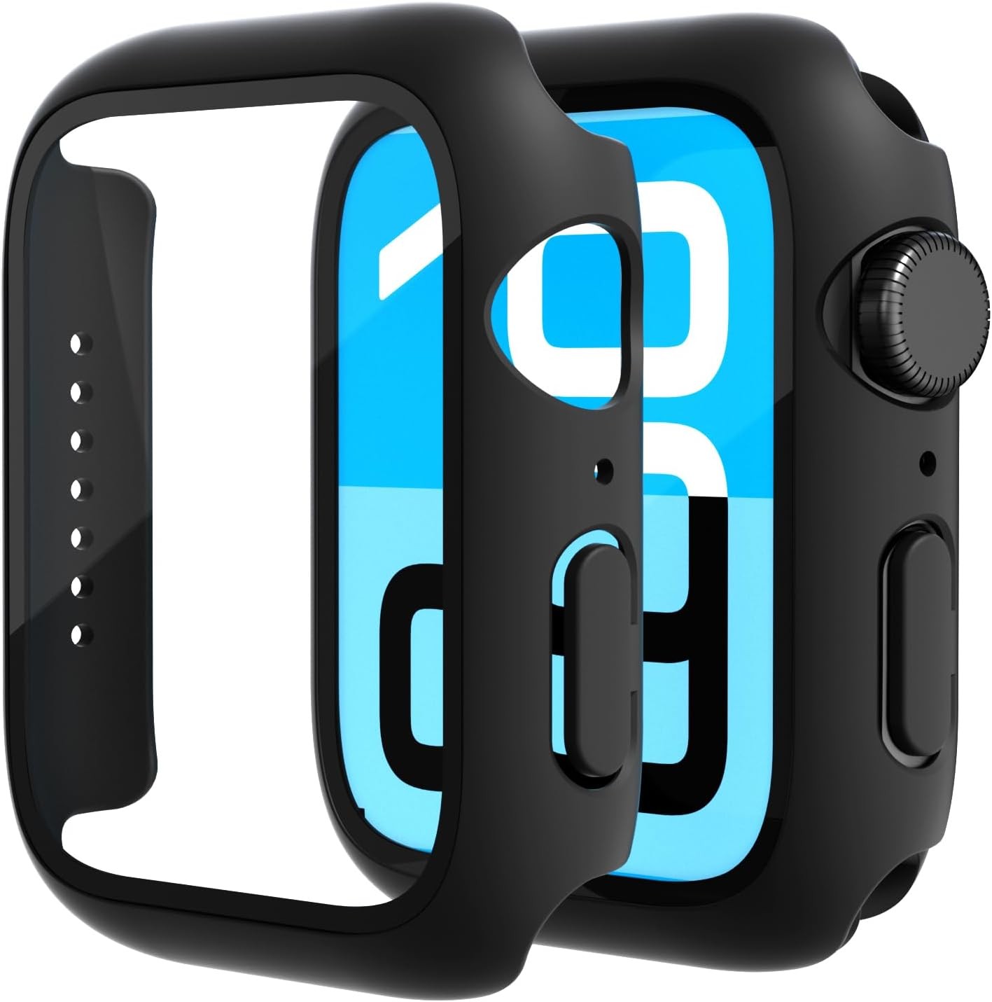 2 Pack Tempered Glass Case for Apple Watch Series 9 45mm Full Protection