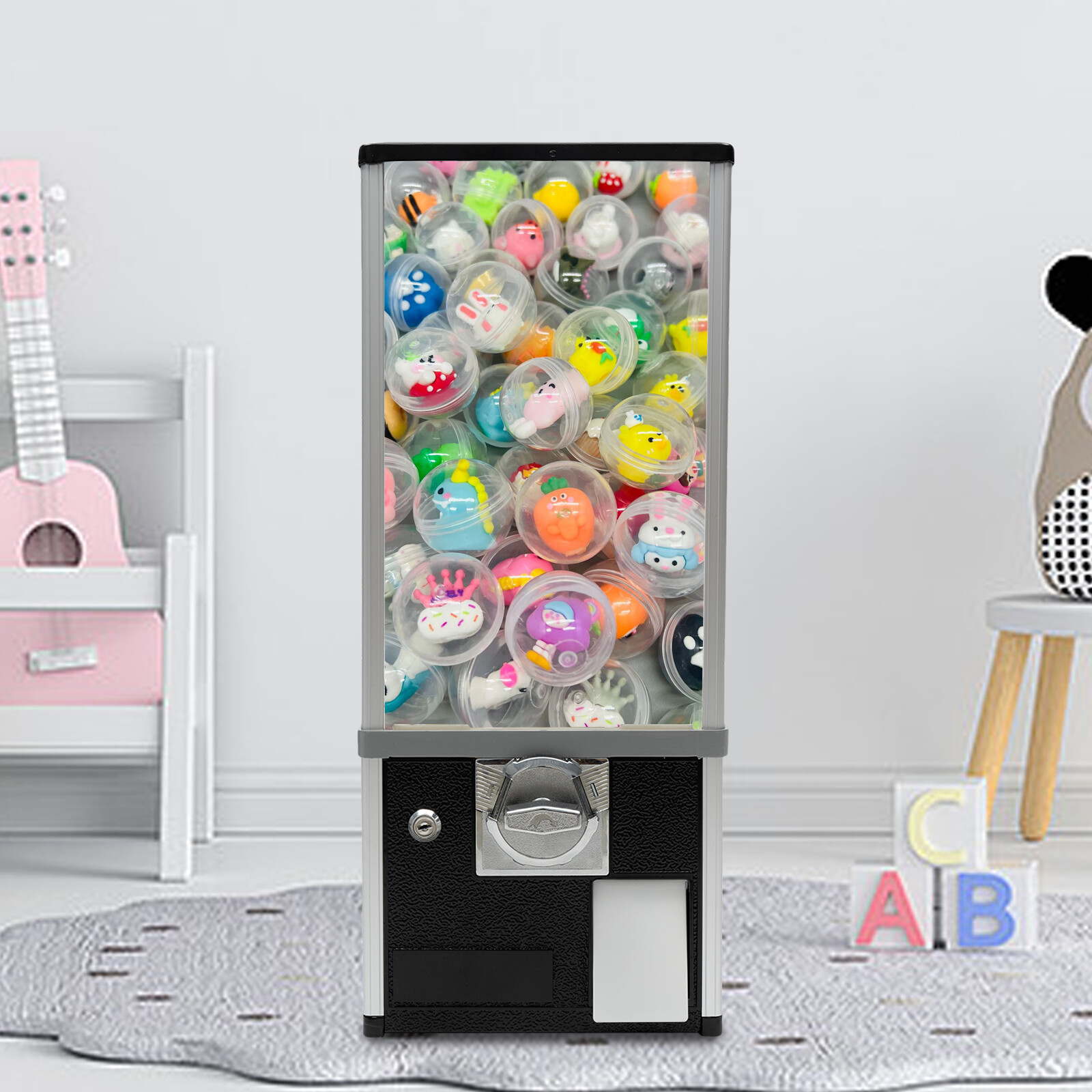 game halls Machine Vending Coin Bank Vintage Candy Dispenser Black 25"H