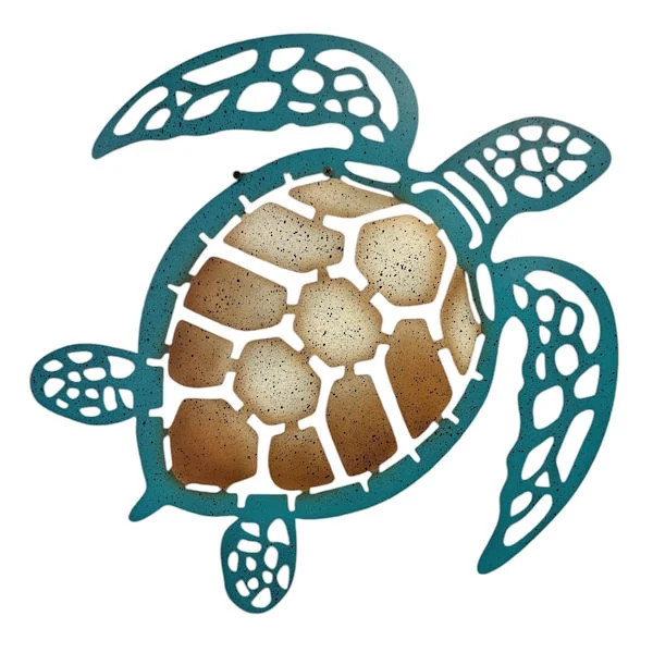 De Leon Collections 14089 Metal Sea Turtle Wall Decor Blue/Brown