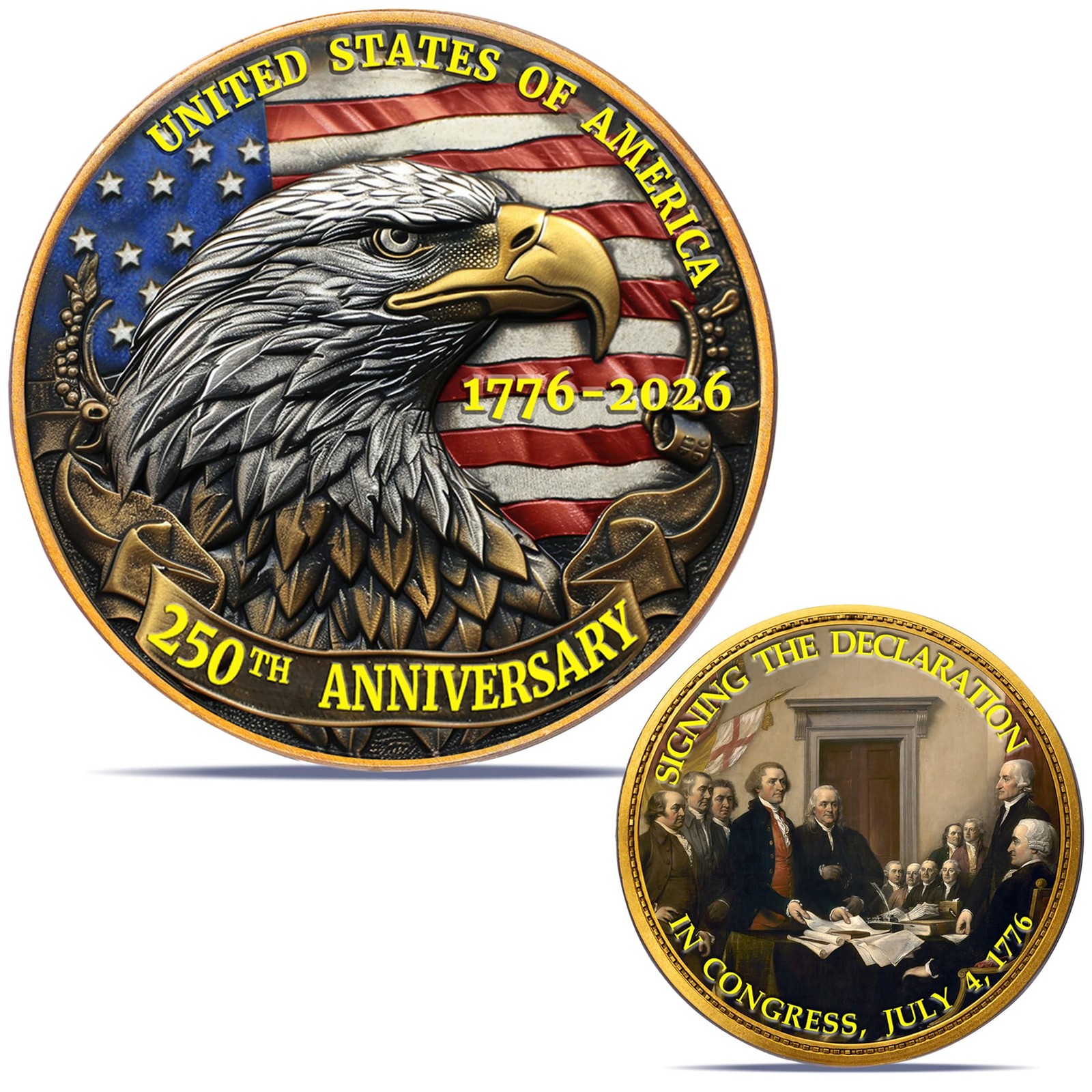 250th Anniversary Commemorative Coin  American Eagle & Patriotic Symbols