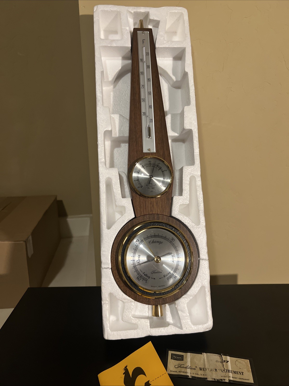 Vintage Tradition Sears Weather Station Barometer Thermometer 28.5” Germany 6617