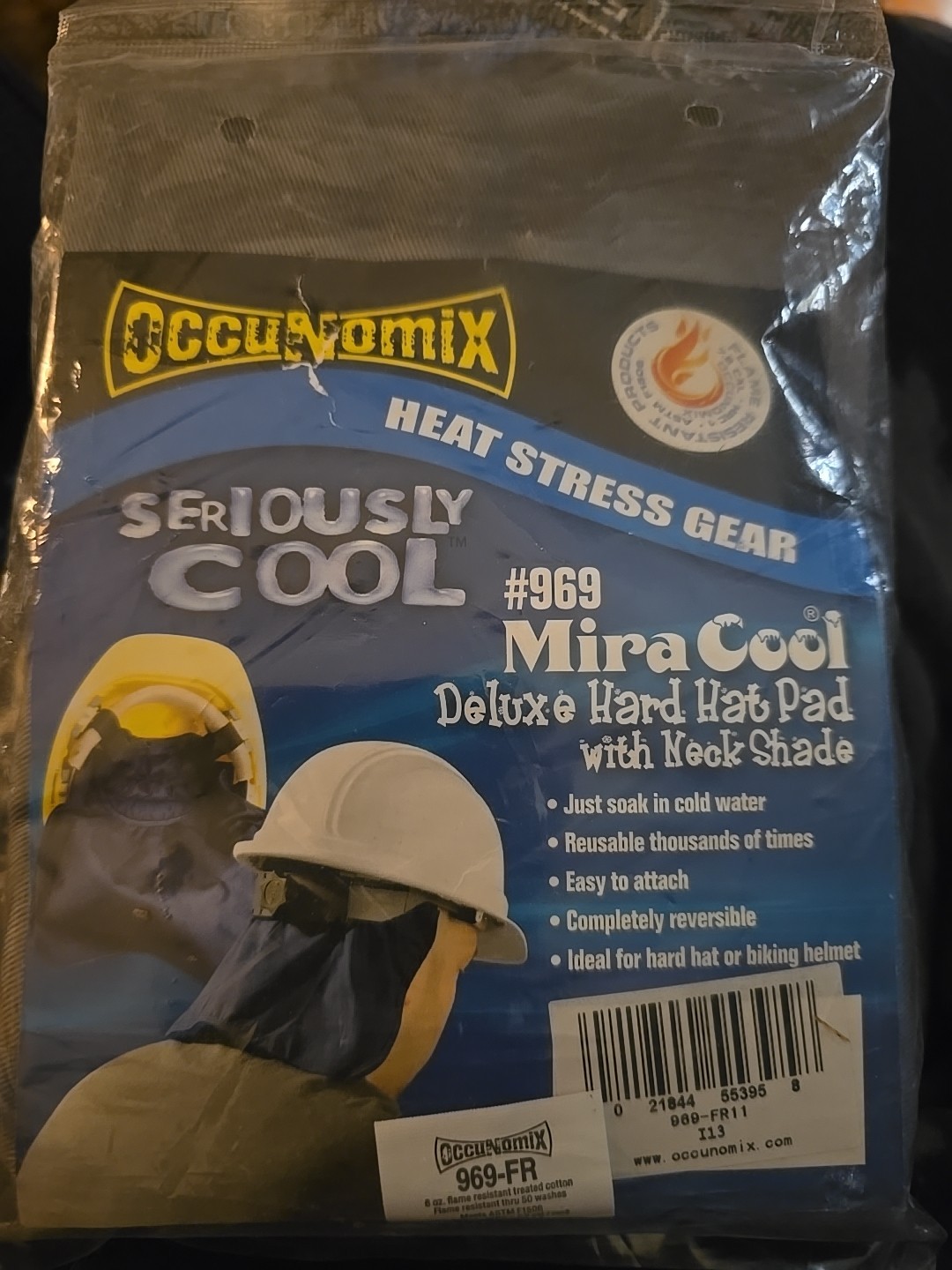 Occunomix Heat Stress Gear Deluxe Hard Hat Pad Neck Shade #969 Gray