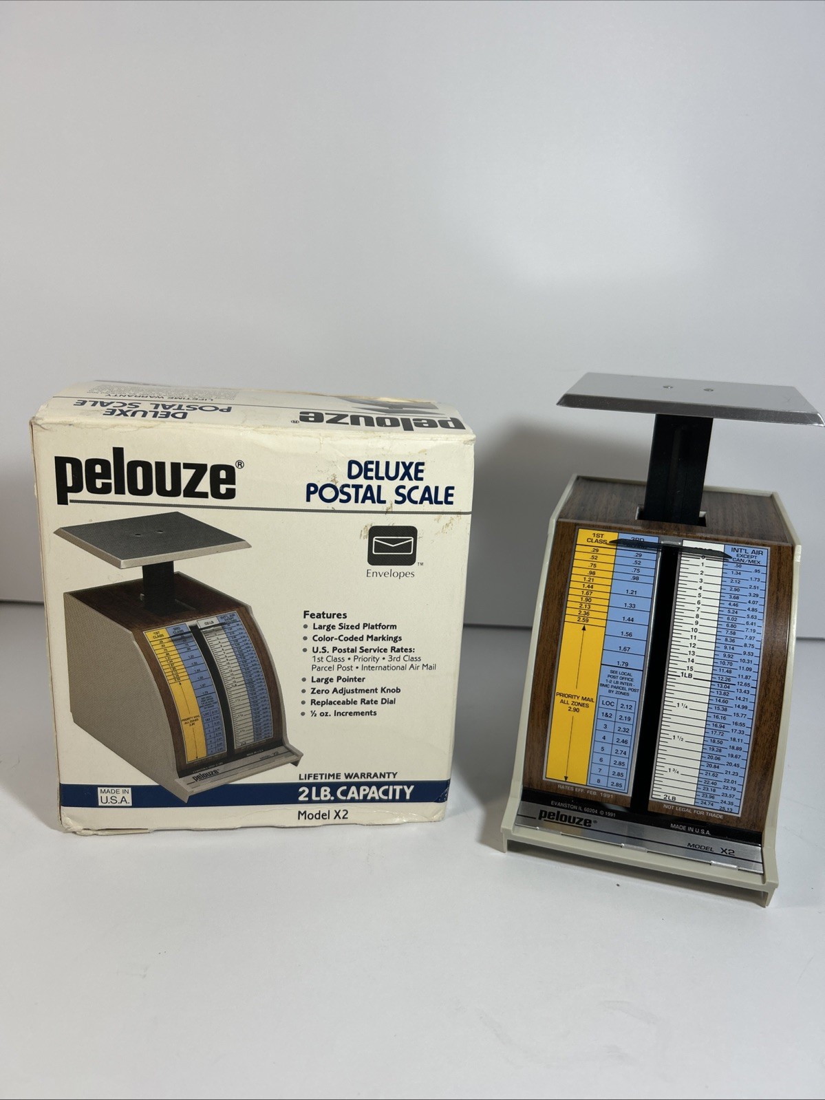 Vintage 1991 Pelouze Mechanical Postal Scale Model x 2 lbs Capacity