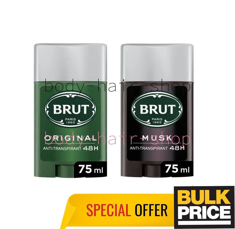 Brut Original Musk Deodorant Stick Classic Signature Scent 48H Protect 2-Pack