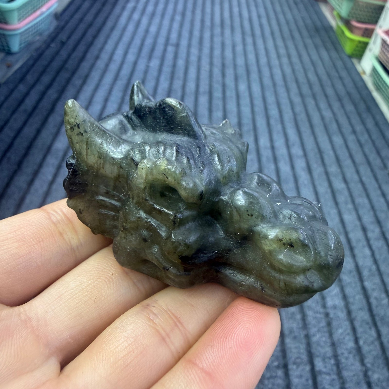 2.5" natural Labradorite dragon head Quartz Crystal Carved Reiki Healing 1pc