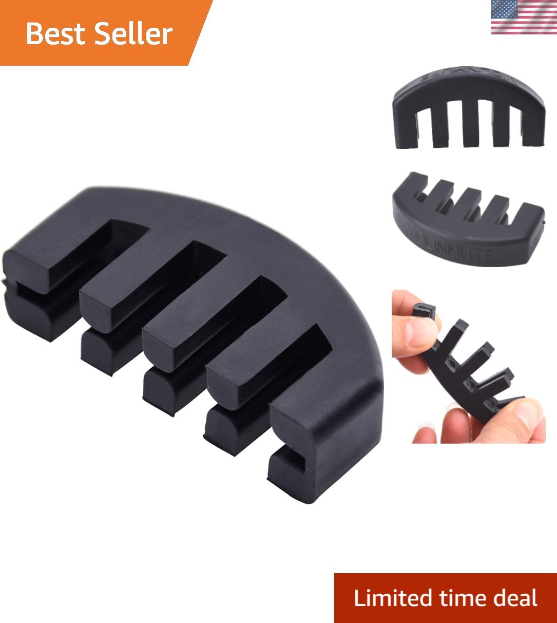 Rubber 4/4 Violin Practice Mute, Black