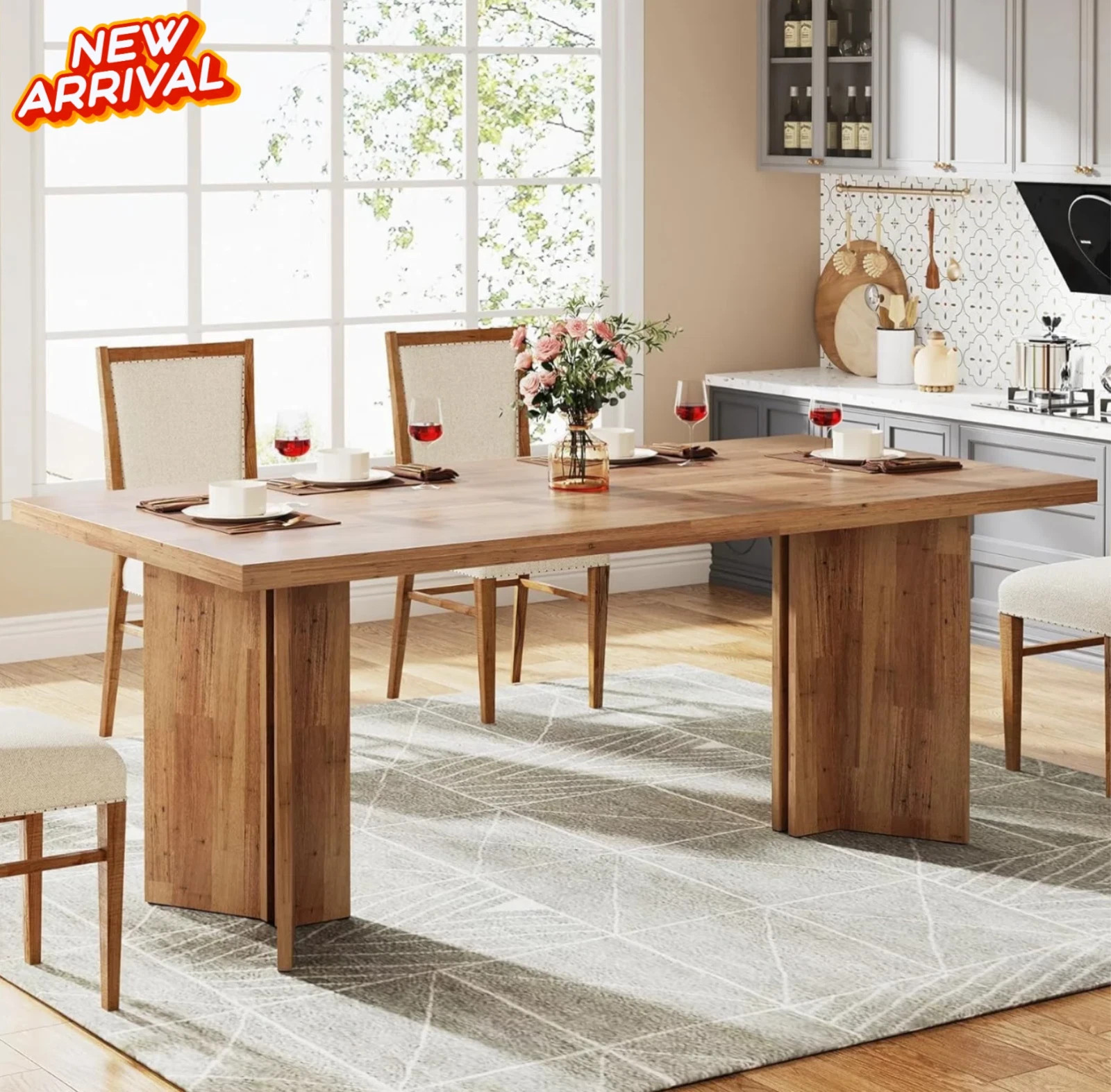 Mesa Comedor Mesa De Madera Para 4-6 Personas Moderna Cafe Dining Table Walnut
