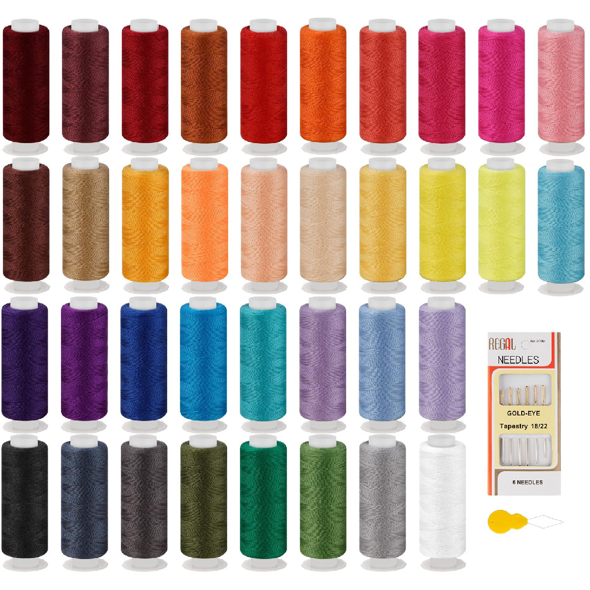 StiVerse Sewing Kit: 36 Colors Thread, Needles, 300yd Spools - Hand/Machine