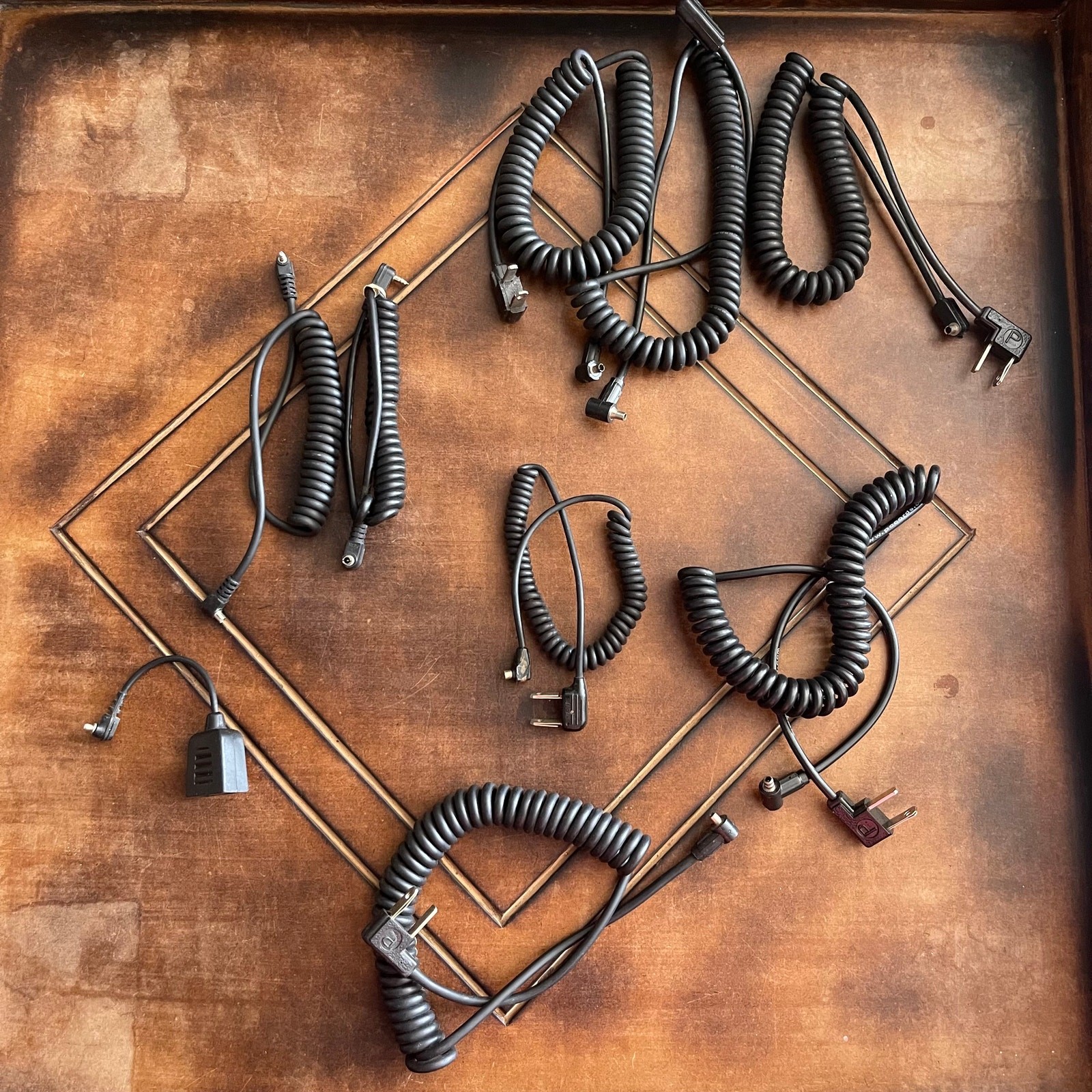 Vintage Graflex Coiled AC/PC Sync Cable Cord LOT of 09