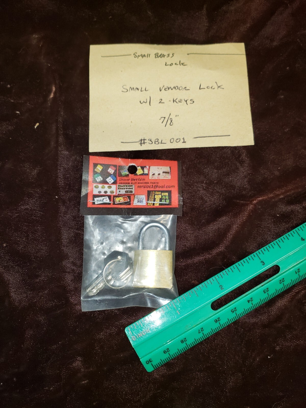 REPLACMENT 7/8" MINI BRASS PAD LOCK With 2 Keys