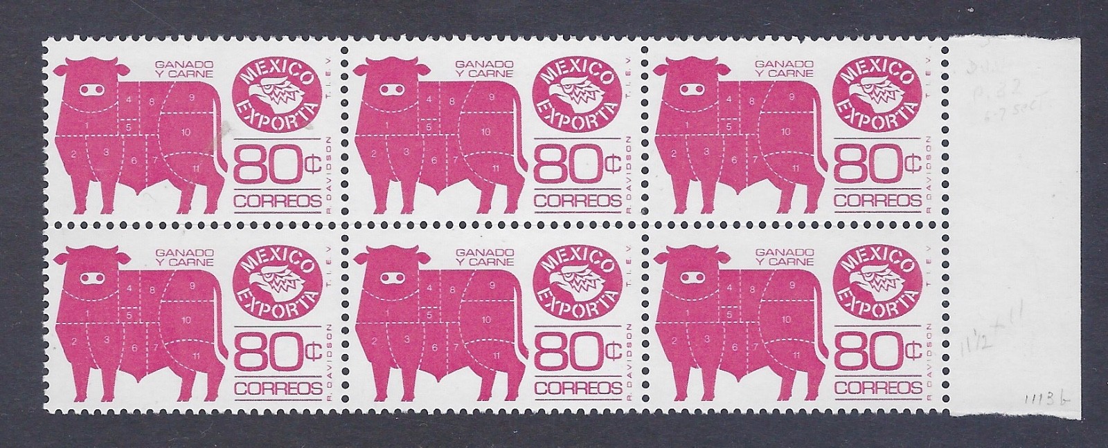 EXPORTA  $.80  "Ganado-Toro"  B6  SC#1113b-Ex65  PPR #4 (E109e)