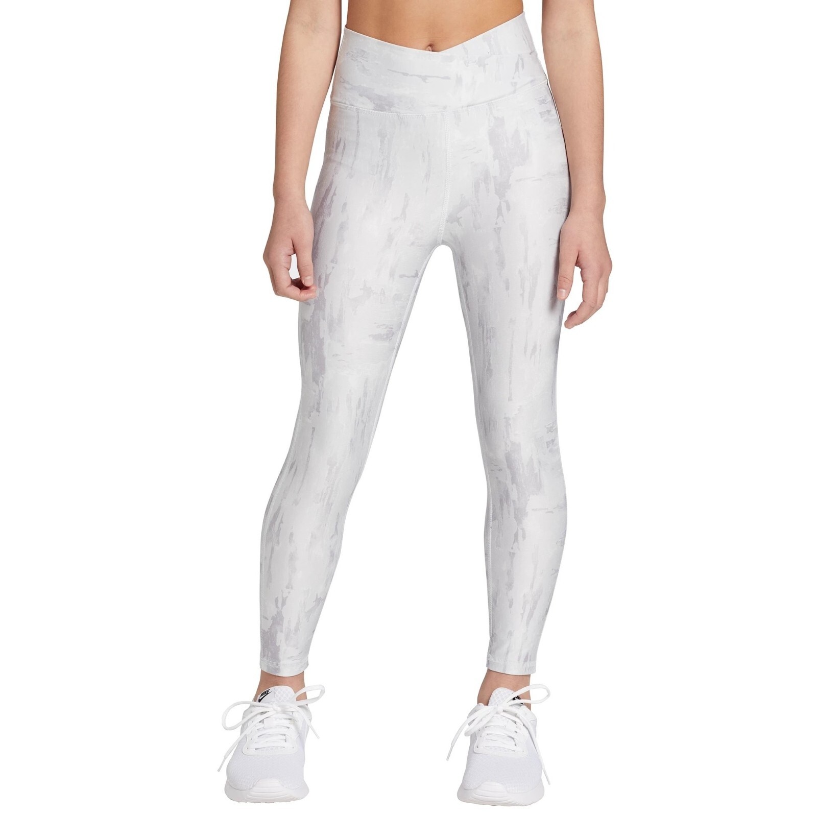 NWT DSG Girls' Crossover Waist 7/8 Tights in Torn Camo Grey - Size XXS (4/5)