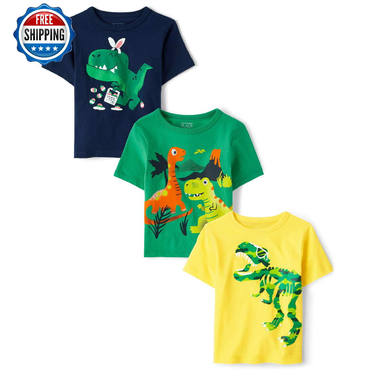 Children's Place Baby Boys Toddler Dino Short Sleeve Graphic T-Shirt Multipack