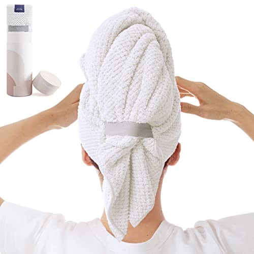 Large Microfiber Hair Towel Wrap for Women, Anti Frizz Drying Towel, Fast White