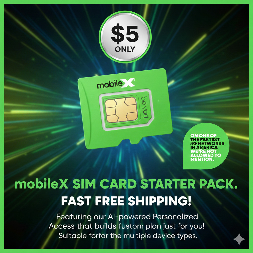mobileX SIM Card Starter Pack - 5G/4G LTE - Personalized AI Plans - New & Unacti