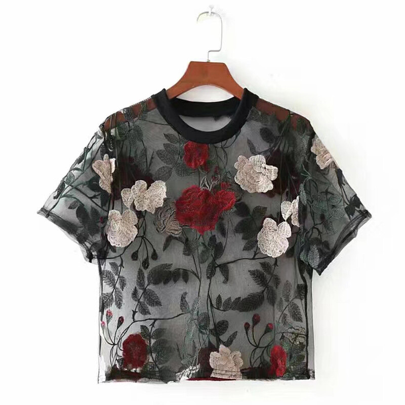 1 Meter Embroidery Mesh Fabric Cloth Rose Flowers for Costume Sewing Crafts