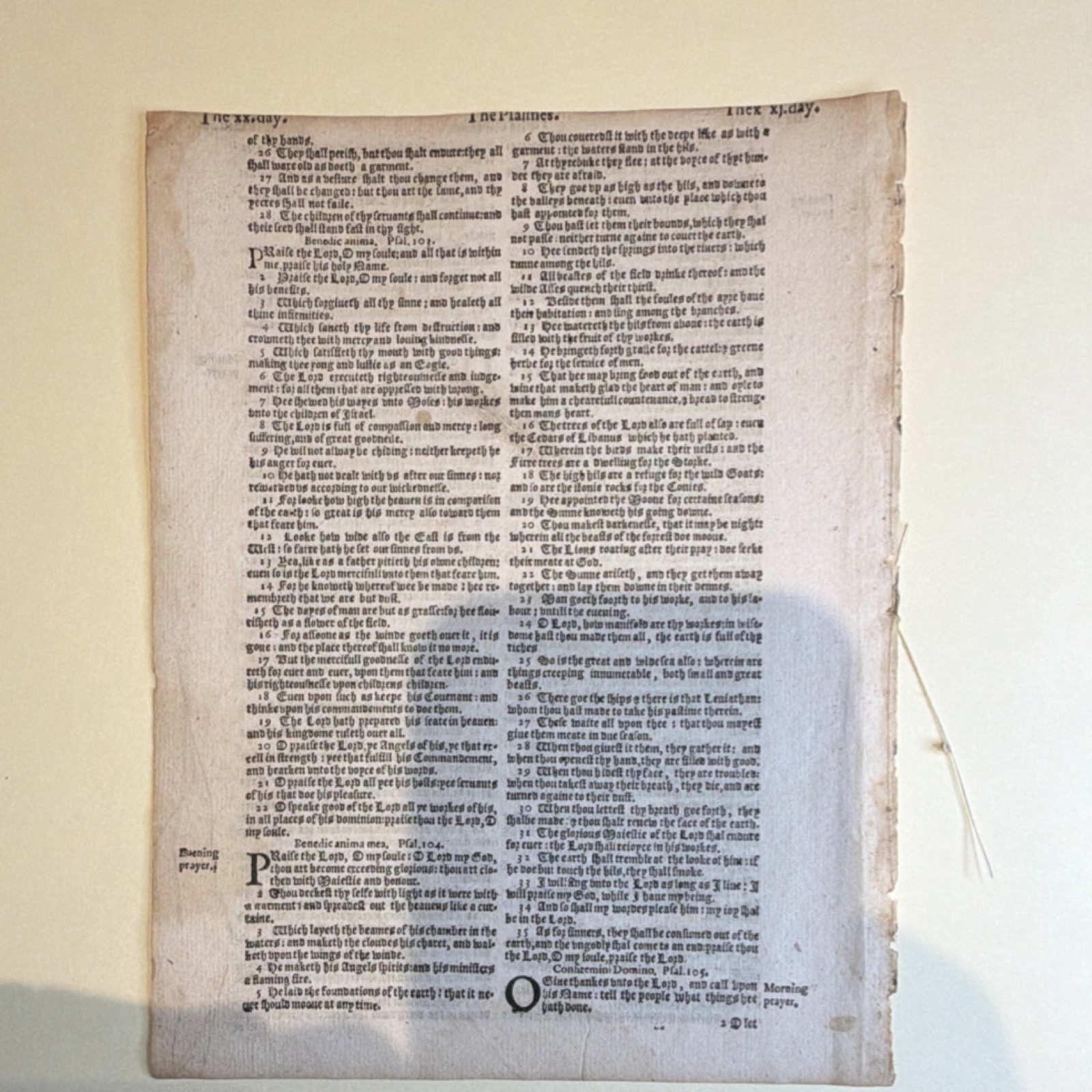 King James Bible Leaf 1613 Robert Barker Original w/ Certificate of Authenticity