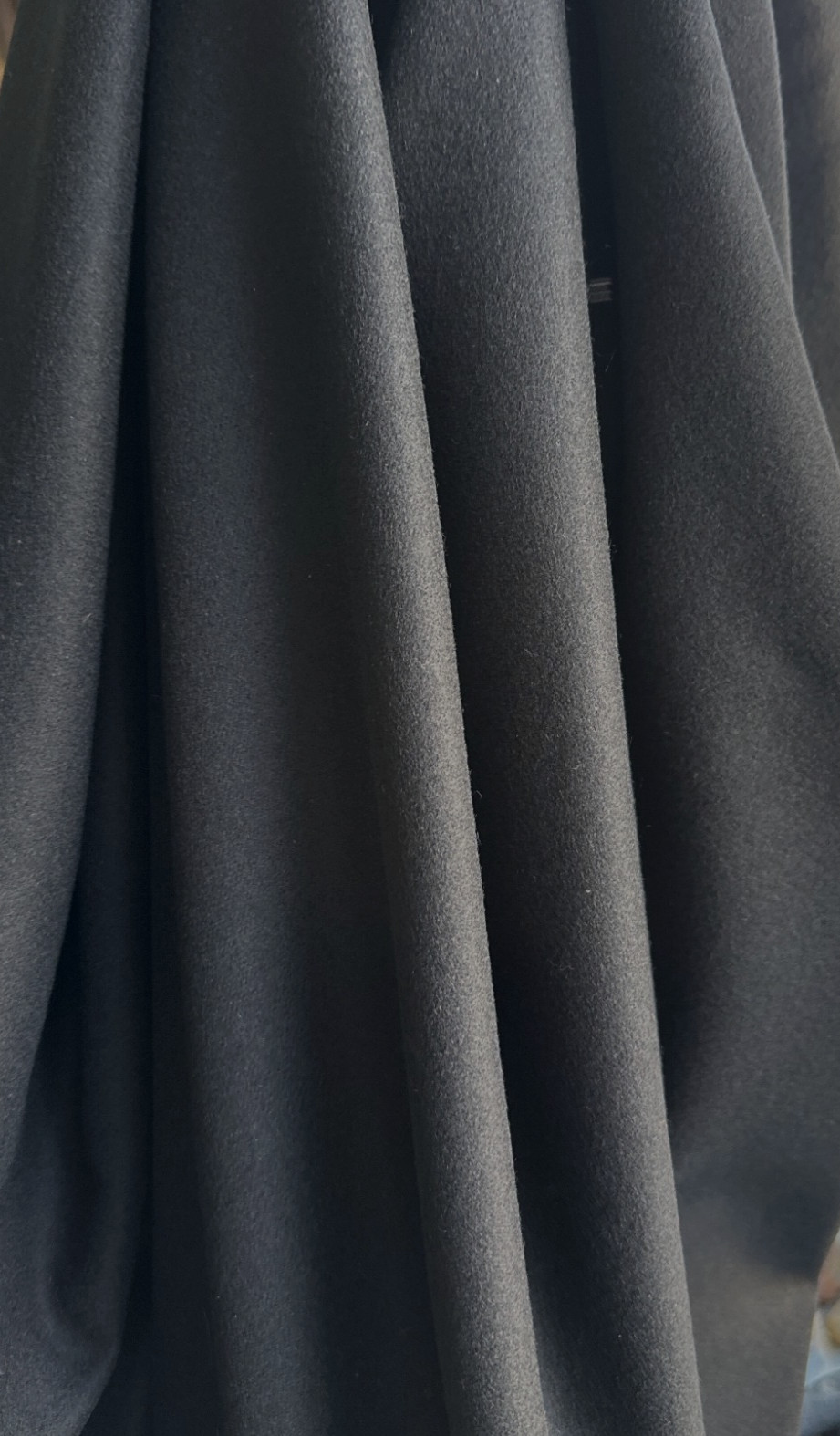 1960s Vintage Wool /Blend Melton Coating Fabric Black 60” W Luxury 2 Yrds