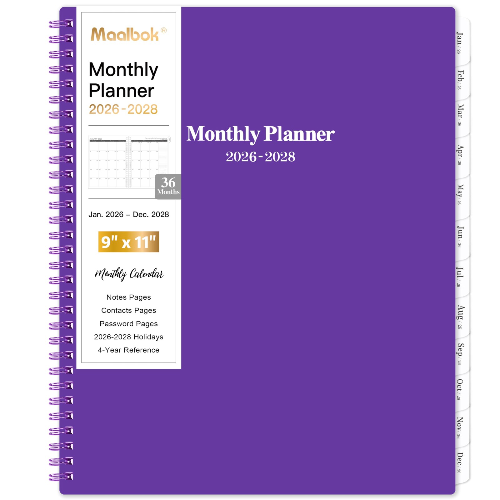 2026-2028 Monthly Planner/Calendar - JAN 2026 - DEC 2028, 3 Year Months Pink 