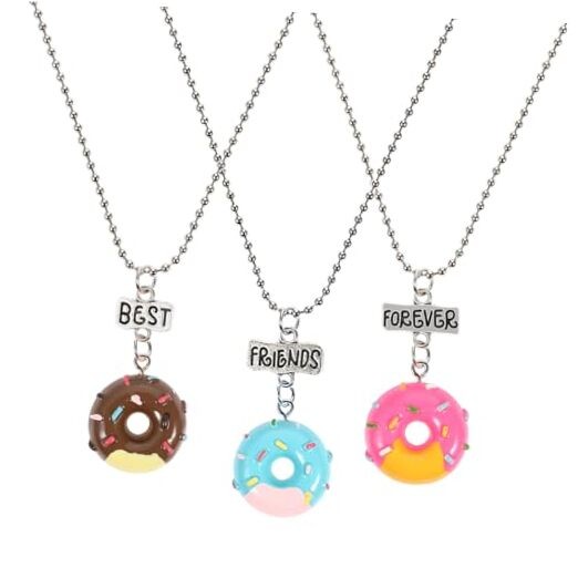 Friendship Bracelets 3 Pcs Best Friend Necklaces Donuts Ice Cream Pendant 
