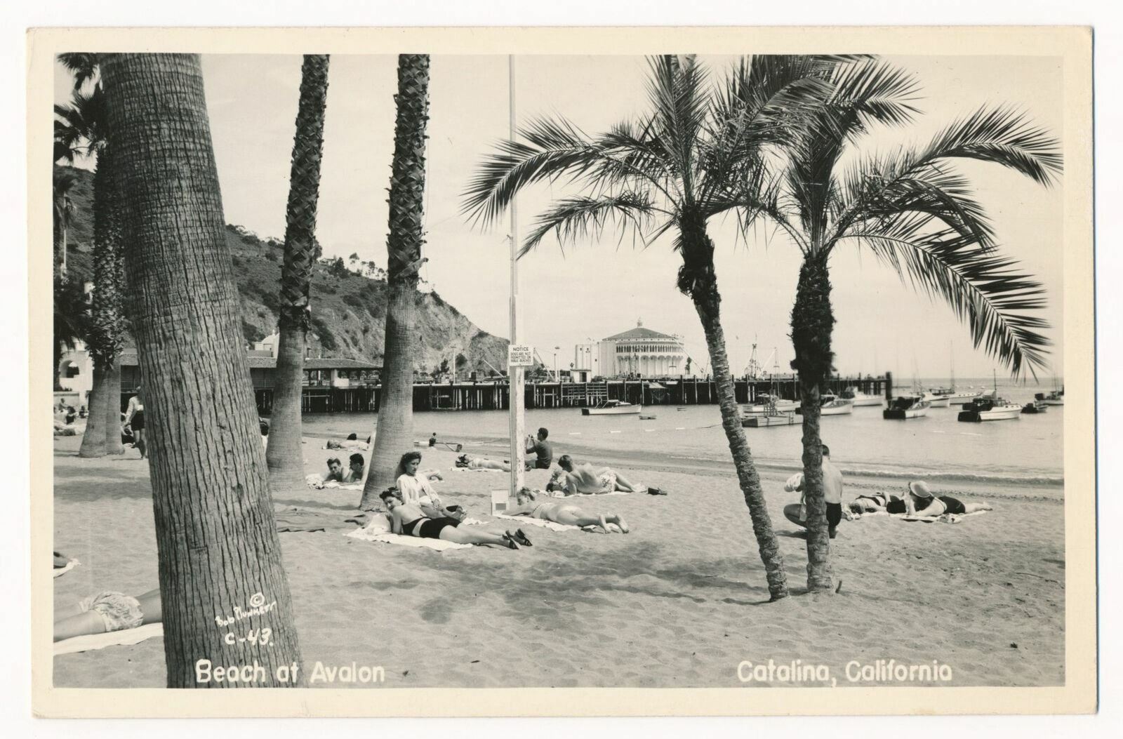Beach, Casino at Avalon, Catalina, California RPPC