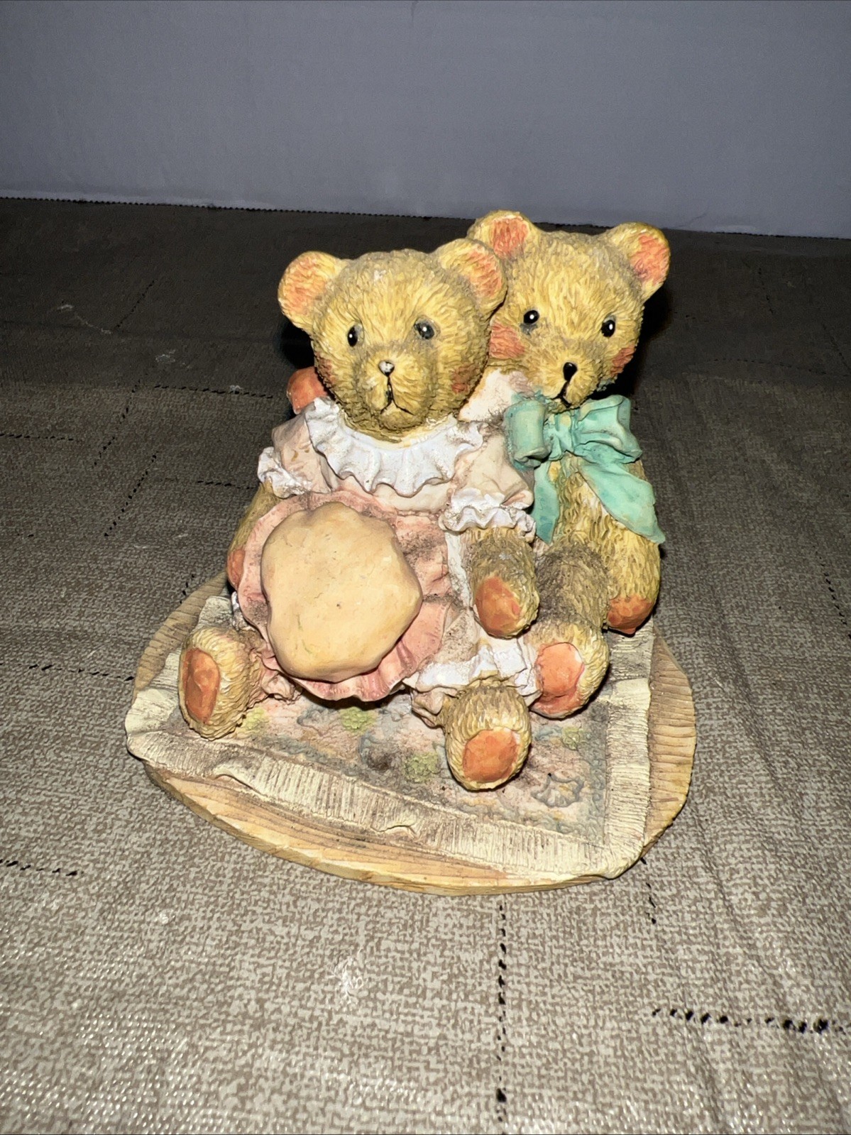 1993 Avery Creations Teddy Bear Figurine Boy and Girl Bear 3.75" Resin VTG